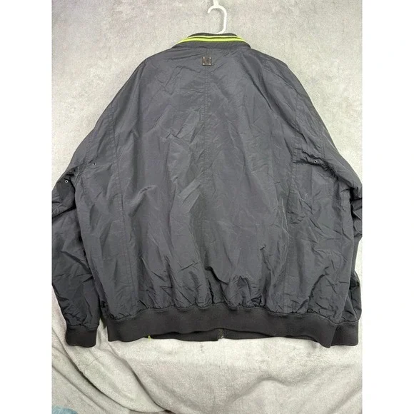 COOGI Bomber Jacket Black Neon Yellow Stripe Logo Patch Mens 6XL